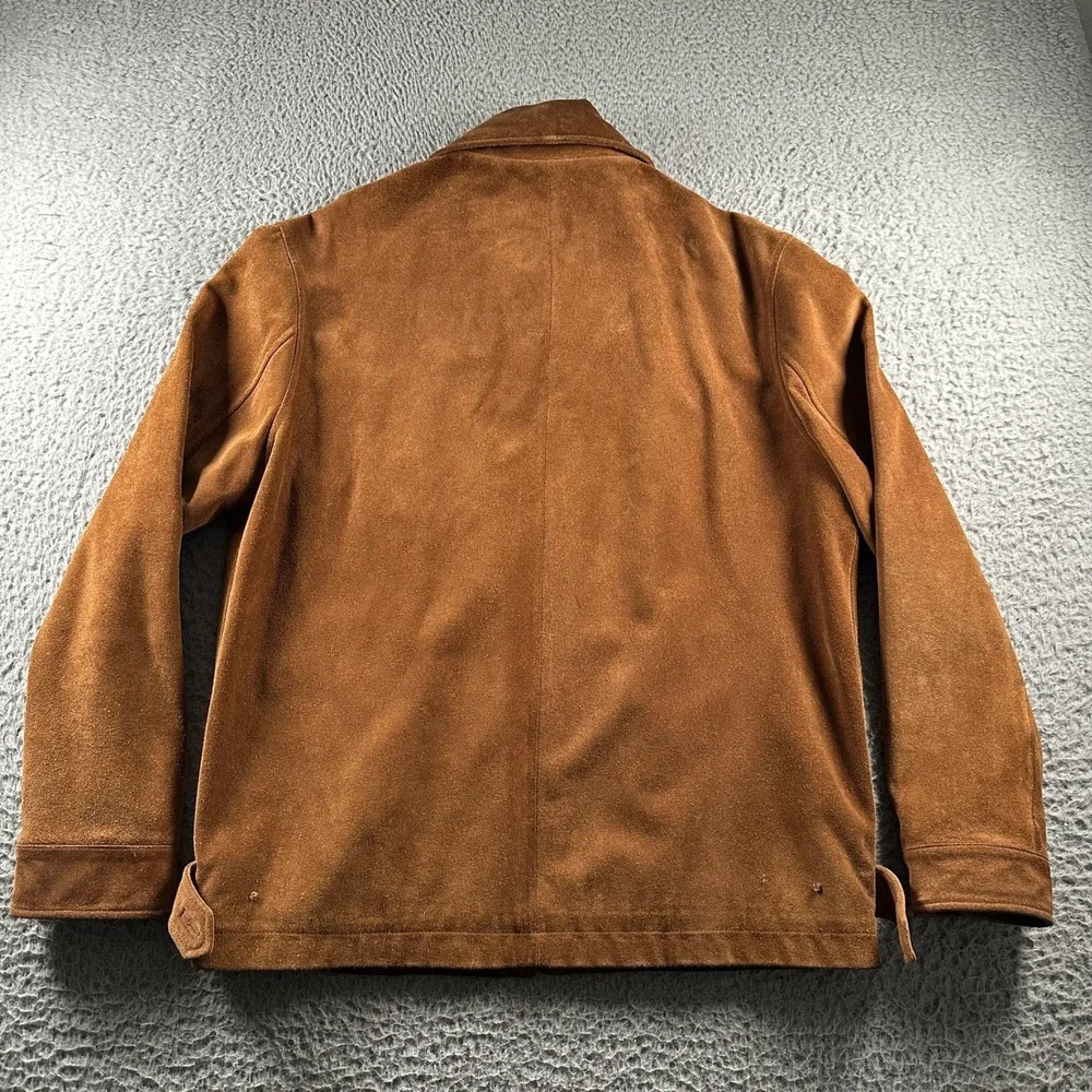 Vtg Banana Republic‎ Jacket Mens M Brown Suede Leather Zip Front Casual Lined